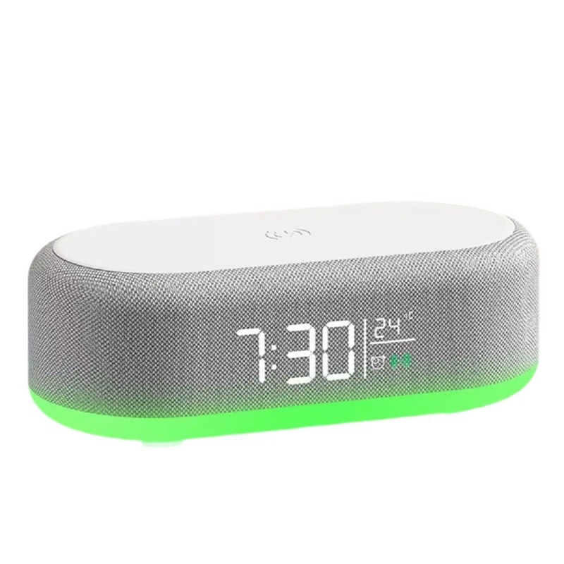 ETEK Bluetooth 5.3 multi-function speaker with temp display, clock,1200mAh battery,15W wireless charging, 52mm 5W driver.