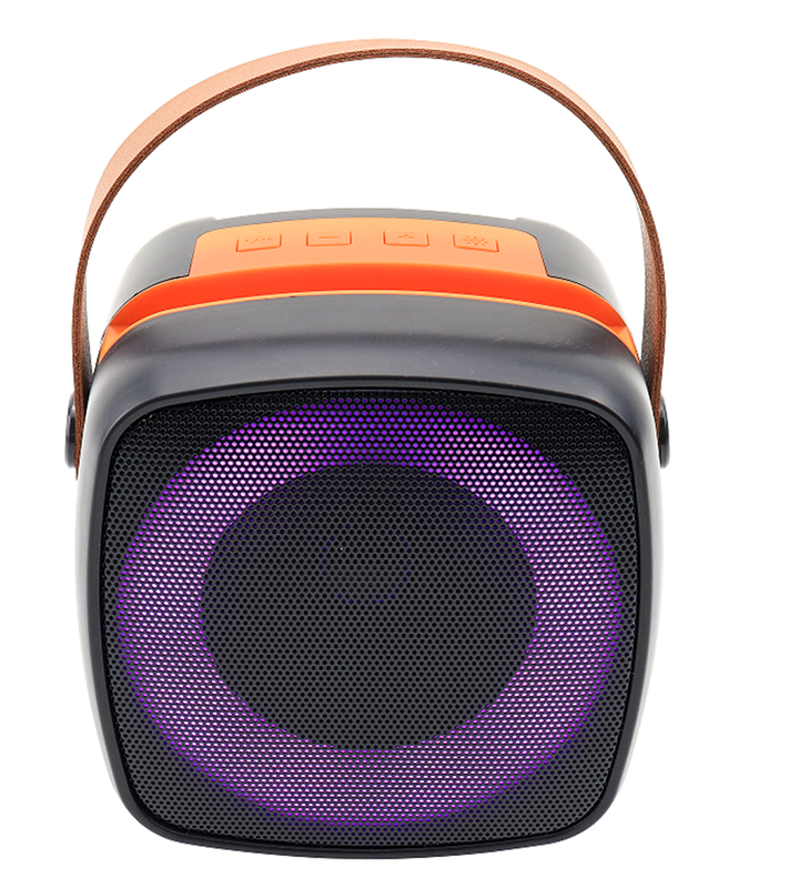 ETEK 66mm 5W bluetooth portable speaker with 1200mAh battery, RGB lighting, handle/holder multi-function.