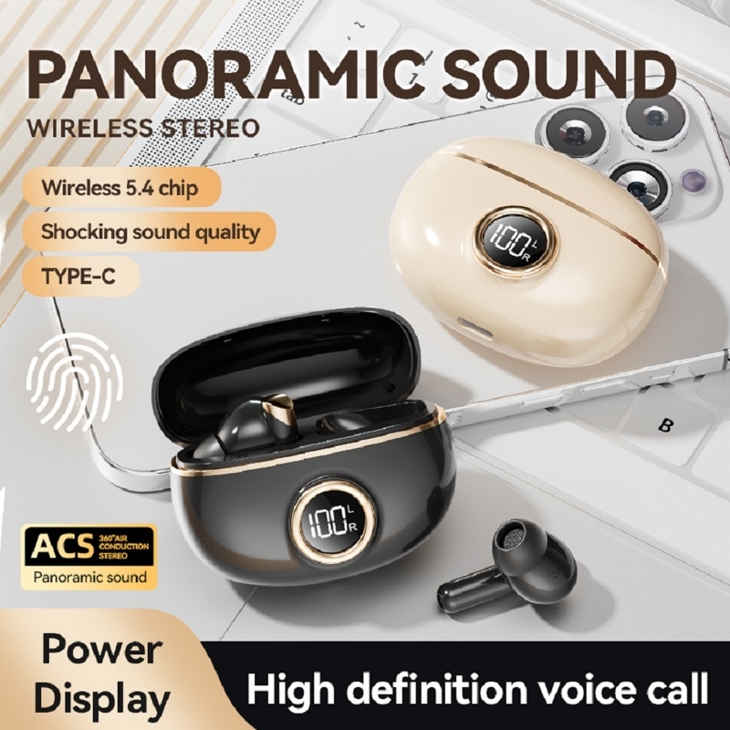 ETEK Plated Bluetooth 5.4 TWS earphone with F10,25mAh earphone cell + 230mAh case (protective board) ,2-3h call time.