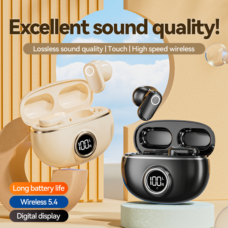 ETEK Plated Bluetooth 5.4 TWS earphone with F10,25mAh earphone cell + 230mAh case (protective board) ,2-3h call time.