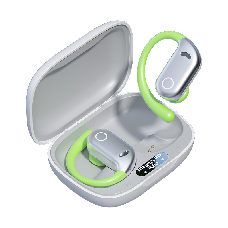 ETEK Waterproof LED Display Earphones, Bluetooth 5.4 , 50mAh earphone cell + 300mAh case (protective board), F14.2 speaker