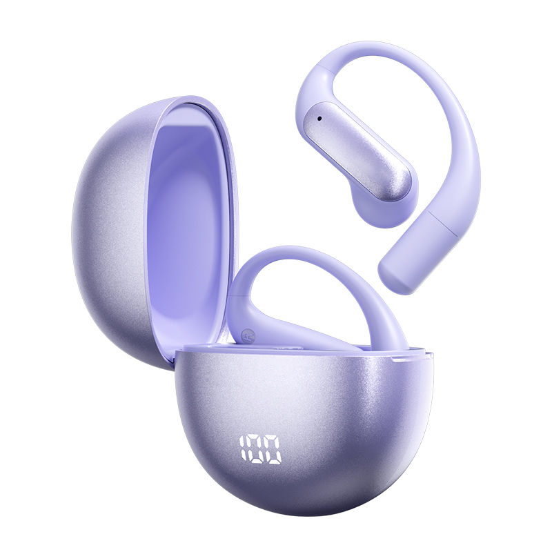 ETEK OWS Open Earphones 40mAh Battery While The Charging Case Houses 500mAh Protected Battery Black Purple Silver