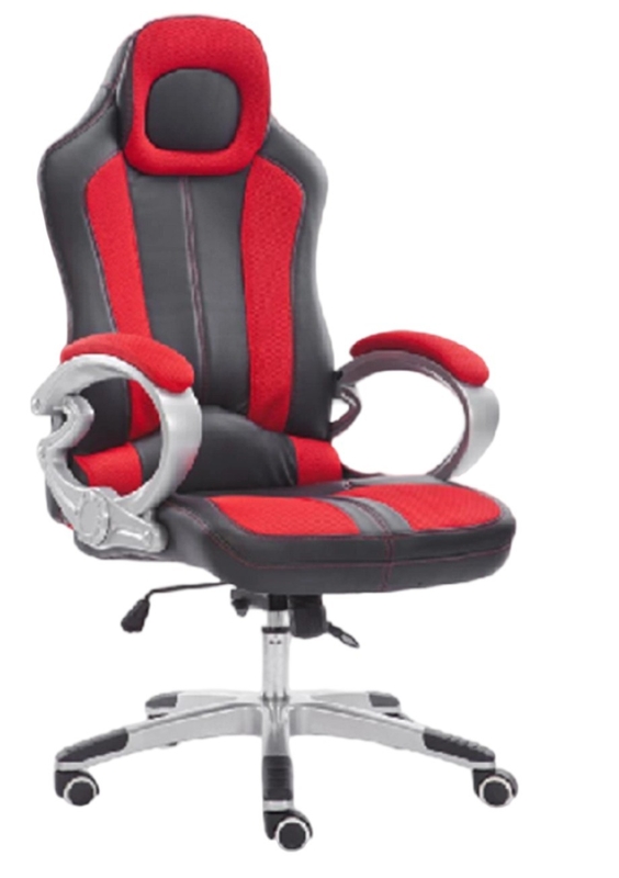Ergonomic Chair With PU Castors Powder-coated Base 100mm Gaslift Tilt Mechanism Red / Black Mesh Armrests