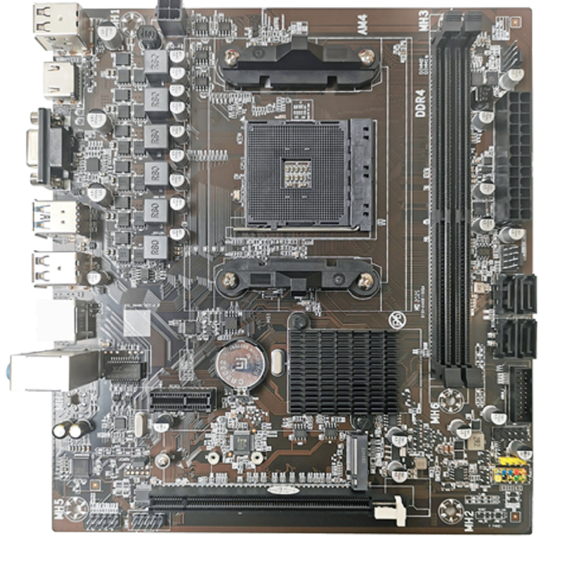 M-ATX AM4 Motherboard For Ryzen3/5 CPUs Dual DDR4 Slots 4*SATA3.0 Ports VGA+HDMI Display Outputs And 3*3.5mm Audio Jacks