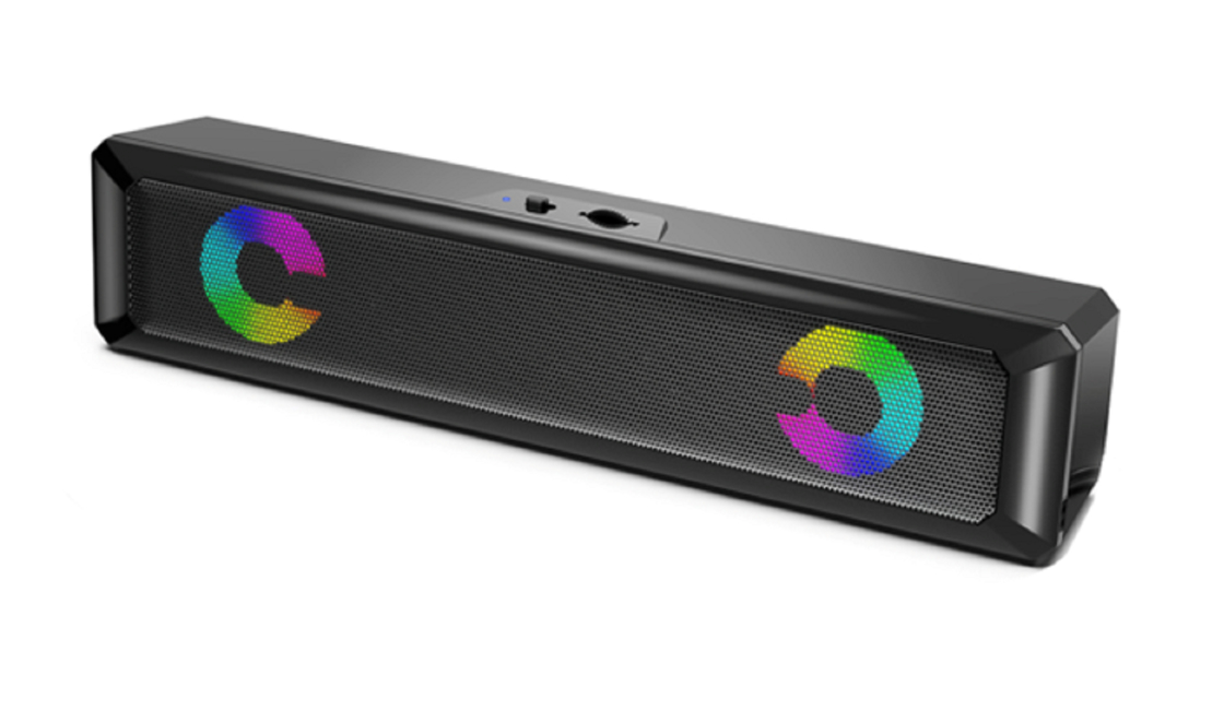 ETEK Soundbar Features Dual 2-inch Drivers Delivering 3W*2 RMS Output Includes Light Fading Effect Independent Switch