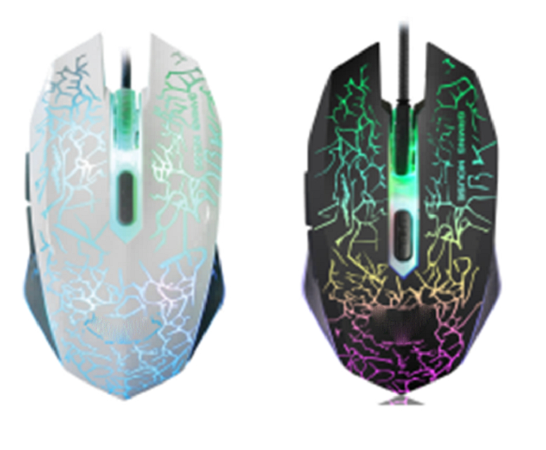 ETEK Wired Gaming Mouse,2400 DPI, 6-Button, RGB Colorful Breathing Light, USB Interface, 1.5m Cable(Black,White)