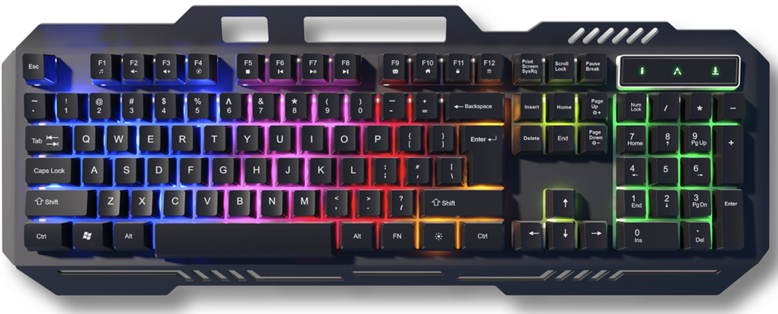 ETEK Wired Gaming Keyboard,Support FN Function,Silk Screen Character , 453mm Width, RGB Backlighting.