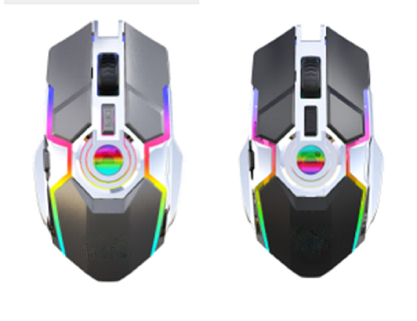 7-Button RGB 2.4G Wireless Drawing Mouse,600mAh Battery,3 DPI Modes, Rechargeable via Micro USB, ABS Material, Black/Gun Color