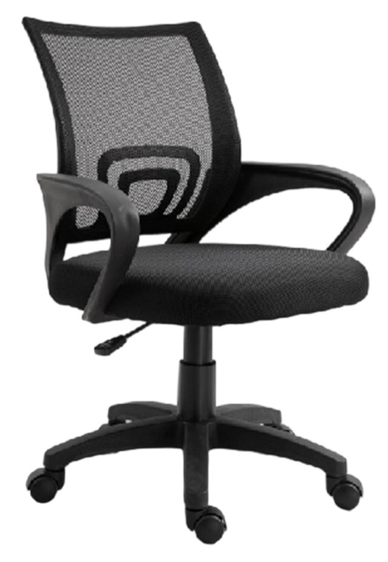 Mesh office chair with fixed PP armrests, 320mm nylon base, 100mm chrome gas lift, and black mesh fabric,for various workspaces
