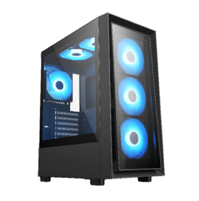 Mid-Tower ATX Gaming Case with Tempered Glass, 7 Expansion Slots, USB 3.0 + Type-C (Optional), and Front/Top/Rear Cooling Support