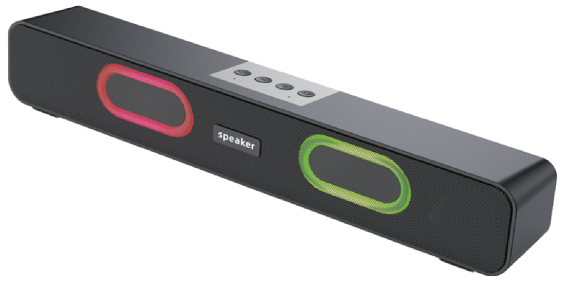 10W Multi-Function Portable Bluetooth Speaker, TF/USB/FM/AUX, Hands-Free Call, Dual Diaphragm with Light, 1200mAh, Black