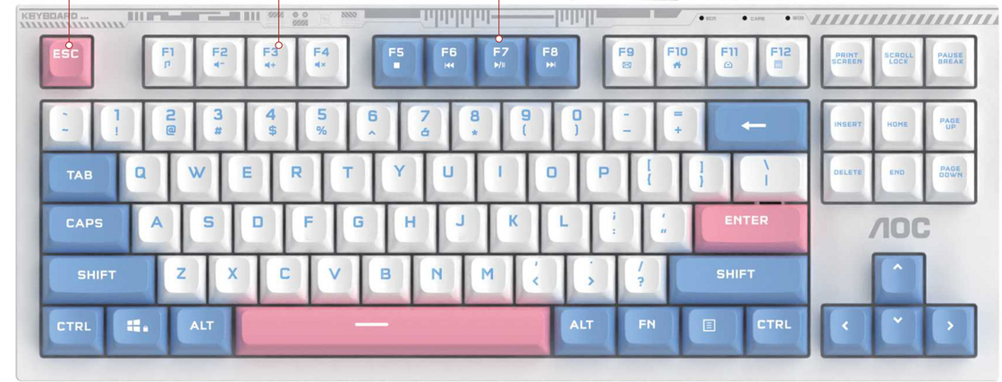 ETEK 87-Key USB-C Wired Membrane Keyboard,10M Clicks, White/Rainbow Backlight, ABS+Iron Plate, Spill-Resistant