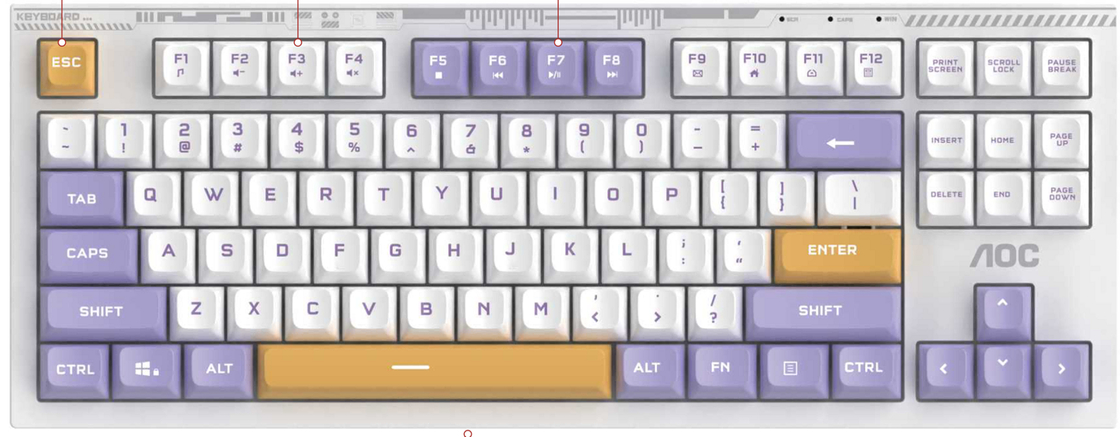 ETEK 87-Key USB-C Wired Membrane Keyboard,10M Clicks, White/Rainbow Backlight, ABS+Iron Plate, Spill-Resistant