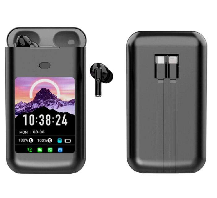 Smart TWS Earbuds with 5000mAh Charging Case,Bluetooth 5.4,ENC Noise Cancellation, Multi-App Message Alerts (WeChat/WhatsApp/FB)