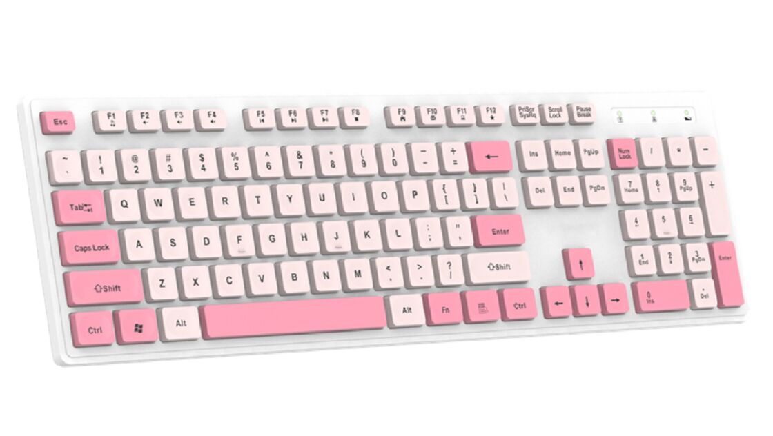 Office Membrane Keyboard,HiTrend Chip, ABS 475, 2.4G, Optional 1.5M Wired, Black/Blue/Pink