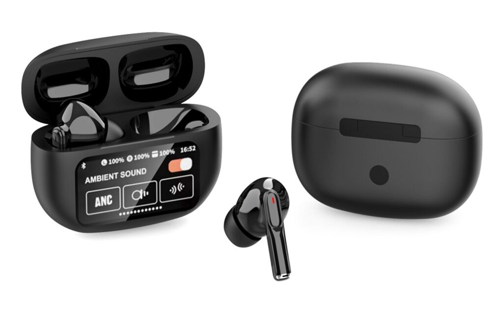 TWS Earbuds with 300mAh charging case,TWS ANC+ENC Earbuds ,F10 Driver, Touch Control, Ambient Mode, 30+300mAh, Type-C, Black