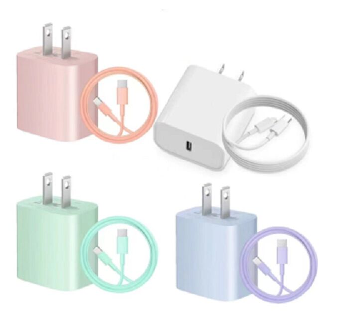 20W PD+QC Fast Charger, US Plug, Macaron Color,5V/9V/12V,62.5mm*43*27mm Size,PE Bag Packaging