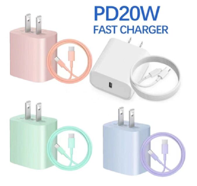 20W PD+QC Fast Charger, US Plug, Macaron Color,5V/9V/12V,62.5mm*43*27mm Size,PE Bag Packaging