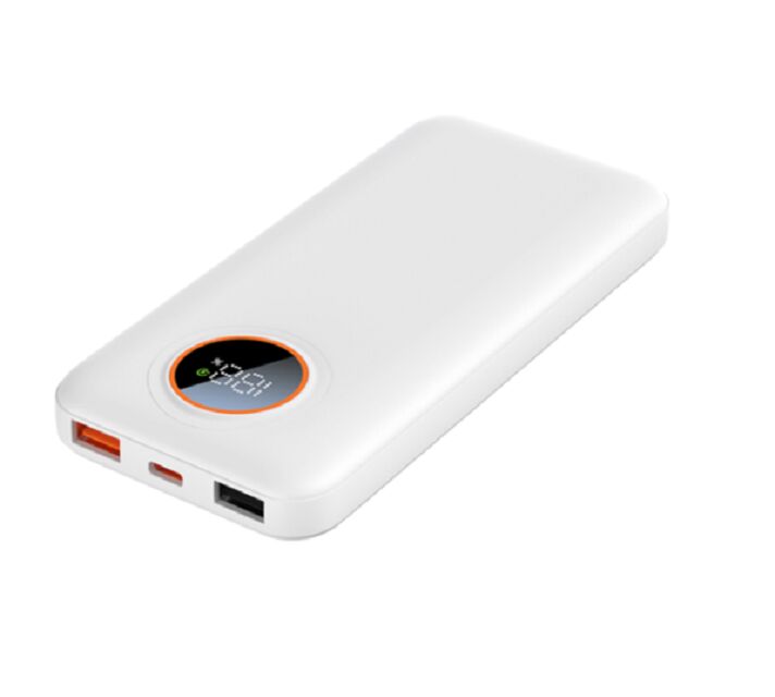 10000mAh PD 22.5W Power Bank,Type-C In/Out, USB-A, Grade A Cell, Black/White, with Fast Charging Cable
