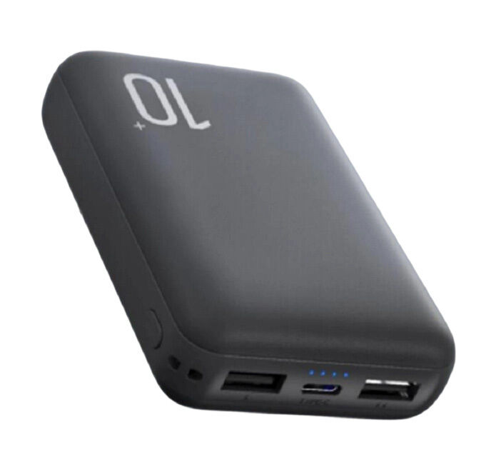 10000mAh Dual-Cell Power Bank,Grade A Li-Po, 10W Output, Type-C+Micro USB Input, Black/White