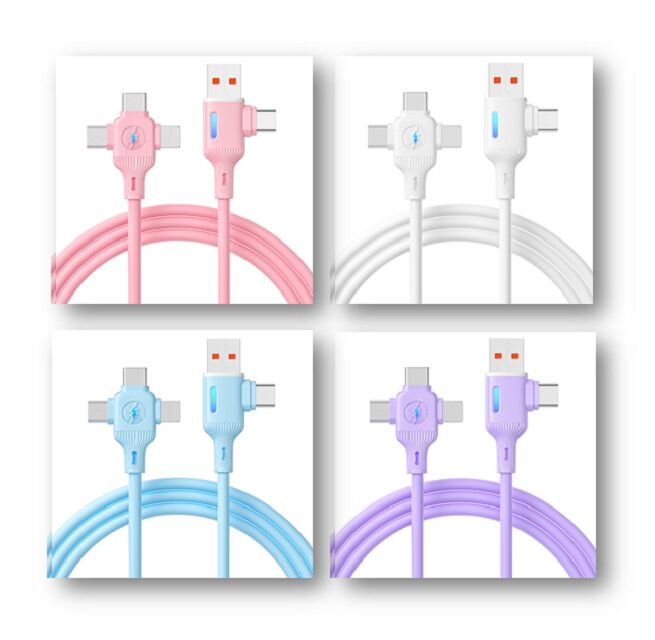 65W PD Fast Charging Cable,5-Core Pure Copper, Silicone, LED Indicator, 1m,Both color and logo are customizable