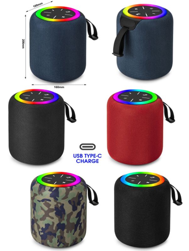 Portable Bluetooth Speaker,25W Stereo, 2400mAh, LED Marquee, TWS, FM/USB/TF, ABS+Cloth