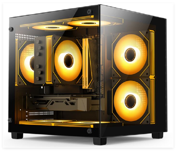 Compact Glass PC Case,Micro-ATX/ITX, 240mm Water Cooling, Top Dust Filter,Black