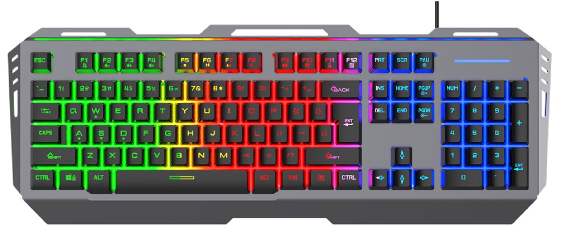 Aluminum Alloy Wired Gaming Keyboard with 19-Key Rollover, Customizable 3-Zone RGB Backlit