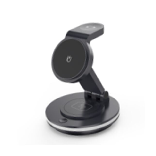 4-in-1 Rotatable Wireless Charger,15W Phone + 2.5W Watch + 3W Earbuds + LED Mood Light