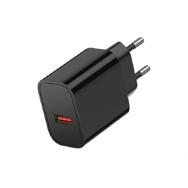 18W QC3.0 USB Charger,Single Port, 100-240V Global Input,Black/White