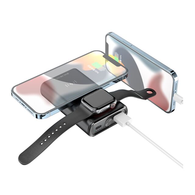 10000mAh 2-in-1 Wireless Charging Power Bank , 15W Phone+2.5W Watch Charging