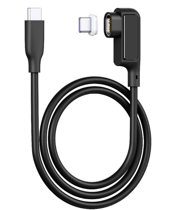 5A Magnetic USB-C Cable w/ Digital Display , 0.5M, Silicone, Elbow, 480Mbps, Black/White