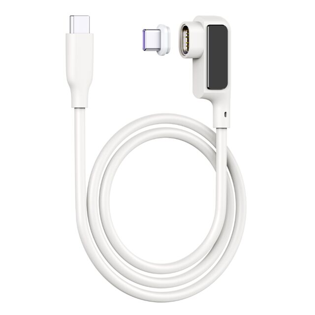 5A Magnetic USB-C Cable w/ Digital Display , 0.5M, Silicone, Elbow, 480Mbps, Black/White