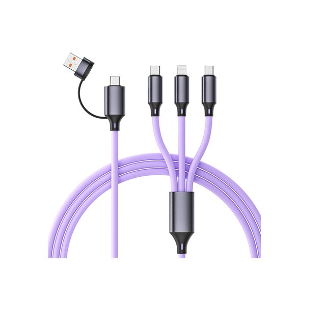 1.2m Genuine Silicone Fast Charging Cable,4-Core Pure Copper, Aluminum Alloy Plug, Multi-Color