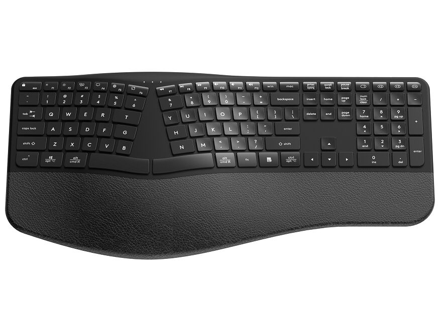 Dual-Mode Ergonomic Scissor-Switch Keyboard with Wrist Rest, Silent Typing