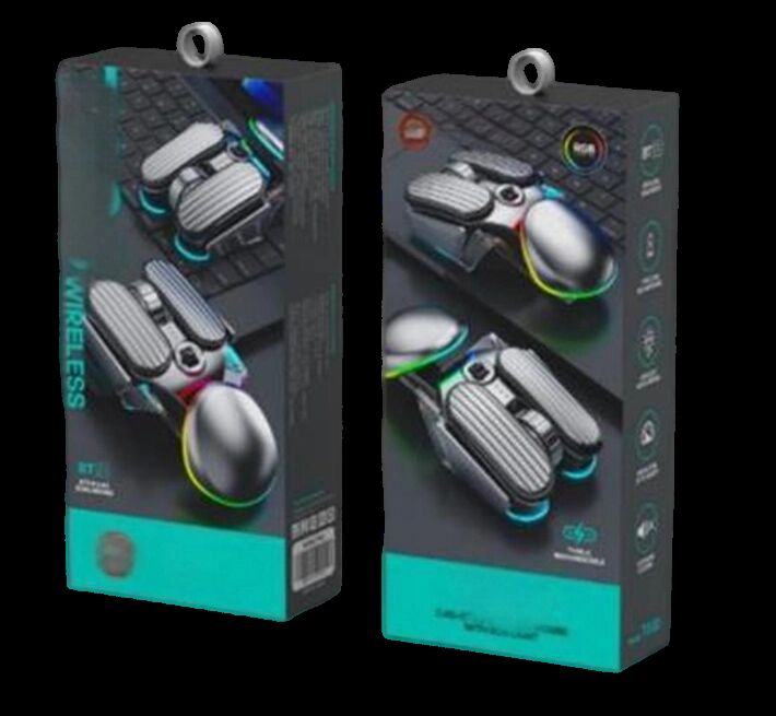 Rechargeable Silent Wireless Mouse, 6 Keys, 4800 DPI, RGB Backlit, Dual-Mode, Metal Silver