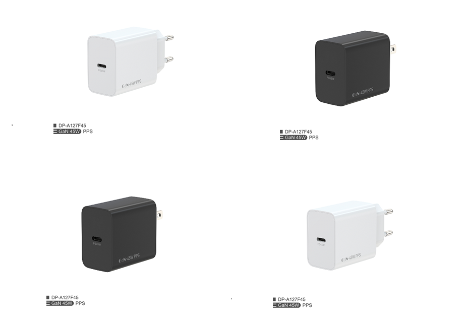45W PD+QC Fast Charger (EU Plug), Black/White, Color Box