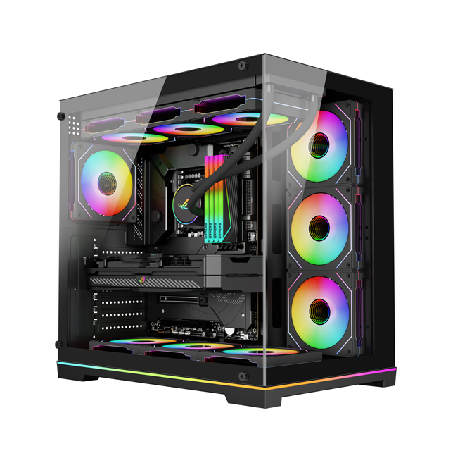 Full-Tower ATX PC Case with Tempered Glass, 360mm Water Cooling & 380mm VGA Support