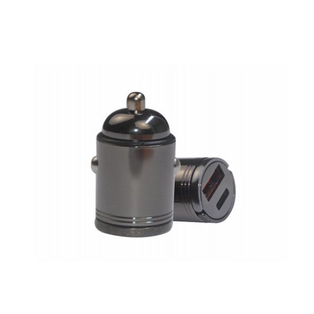 20W Mini Alloy Car Charger USB-A+C Dual Port PD/QC Fast Charge