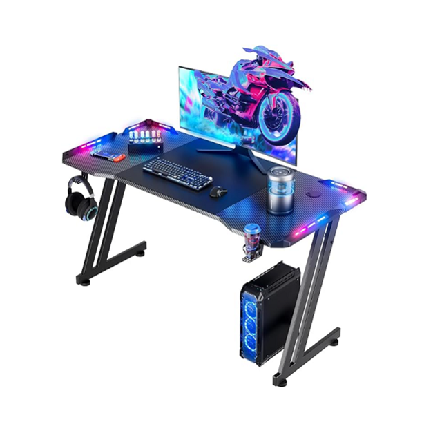 Gaming Desk 1.2/1.4/1.6m Steel Frame  Particle Board with / without RGB Lighting