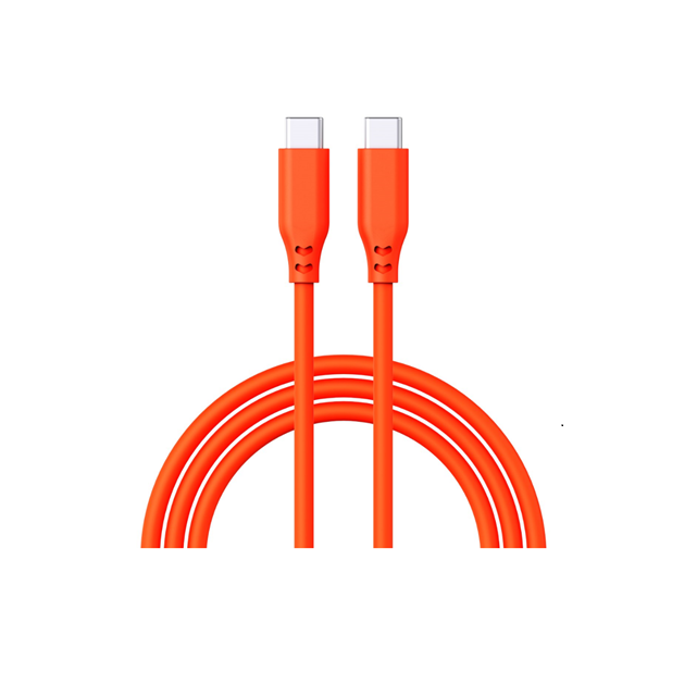 100W Silicone USB-C to C Fast Charging Cable, 5A/20V PD3.0 + 480Mbps Data Sync, 1m Soft-Touch Cord (White/Grey/Orange)