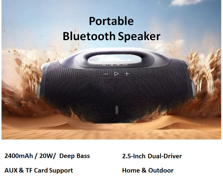 20W Dual-Driver Bluetooth Speaker with Deep Bass, Portable Wireless Stereo for Home & Outdoor