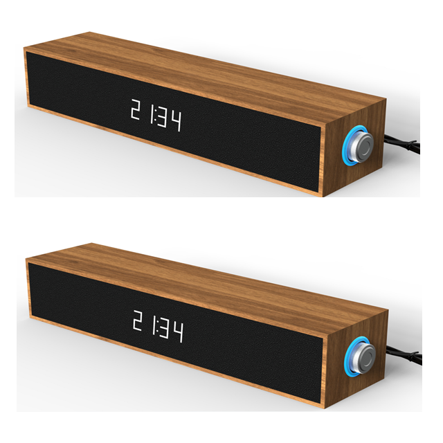 Retro Wooden Bluetooth 5.4 Speaker with Ambient Light & Clock Display, Dual 2