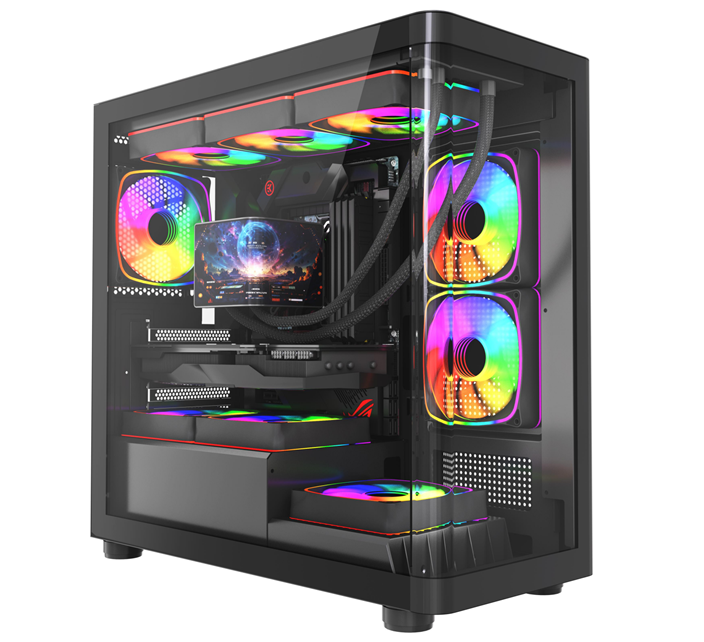 ATX Mid-Tower Gaming Case | Curved Glass Panel | 360mm Radiator Support | 410mm GPU Clearance | 5 PCI Slots
