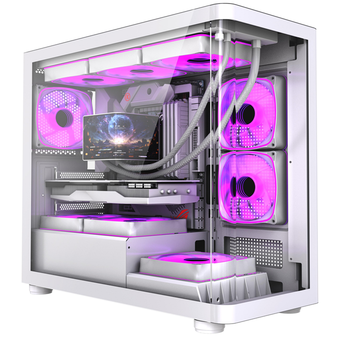ATX Mid-Tower Gaming Case | Curved Glass Panel | 360mm Radiator Support | 410mm GPU Clearance | 5 PCI Slots
