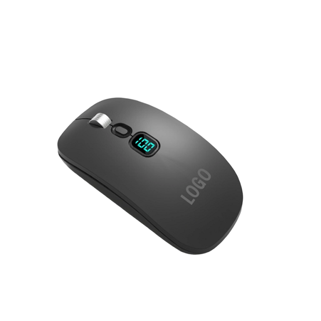 4D Rechargeable Wireless Mouse 2.4G BT Dual Mode 500mAh Silent Switch LED Display Aluminum Wheel 8650IC