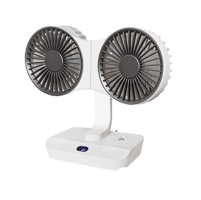4-in-1 Rechargeable Fan with Lamp, Desktop/Wall/Hanging, 360 degree Rotation & 2400mAh Battery