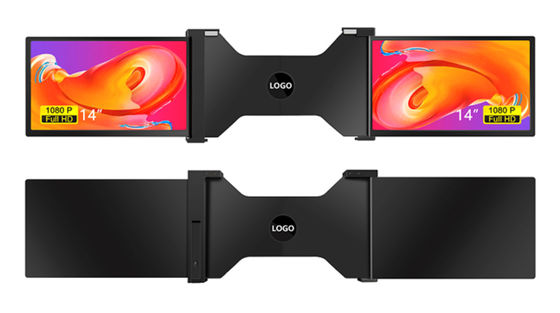 Two 14-inch Panoramic Laptop Monitors Three-screen Setup With 25.3mm Thin Display Full HD IPS 16/9 Aspect Ratio